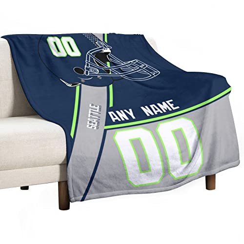 Custom Personalized Football Blankets Soft Flannel Throw Blanket with Any Name and Number for Fans Ideal Gifts