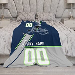 Custom Personalized Football Blankets Soft Flannel Throw Blanket with Any Name and Number for Fans Ideal Gifts