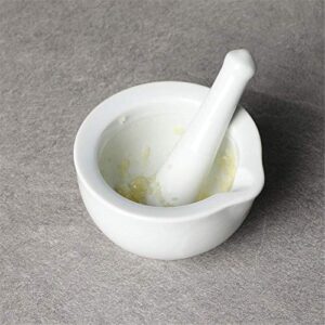 LEETOYI Porcelain Mortar and Pestle, Ceramic Herb Grinder Pill Crusher Set, 3.3-inch White