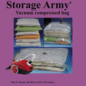 storage army [pack of 5 xxlarge storage bags sealed compressed vacuum bag save storage space home organizer & travel storage saver bags protection against water | odor | mildew | dust/dirt | insects
