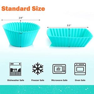 IPOW 24 Pack Silicone Cupcake Baking Cups Reusable Food-Grade BPA Free Non-Stick Muffin Liners Molds Sets, 2 Shapes Round Rectangle