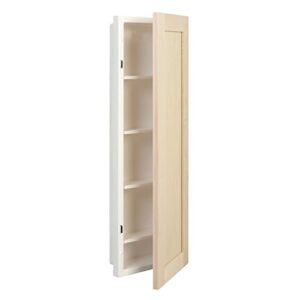 american pride fontana single medicine cabinet with unfinished maple door, 12" x 36", white