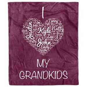 custom blanket with names add your family name mom grandma grandpa throw fleece blankets