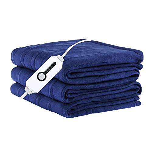 Electric Heated Blanket, 72" x 84" Full Size with 4 Heating Levels, 10H Auto Shut Off, Soft Fleece Warm Heated Blanket, Fast-Heating & Machine Washable - Blue