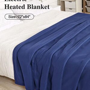 Electric Heated Blanket, 72" x 84" Full Size with 4 Heating Levels, 10H Auto Shut Off, Soft Fleece Warm Heated Blanket, Fast-Heating & Machine Washable - Blue