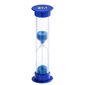 suliao 2 minute sand timer for kids, colorful hourglass sand clock 2 minute, small sand watch 2 min, plastic hour glass sandglass for kids, games, classroom, toothbrush timer (blue sand)