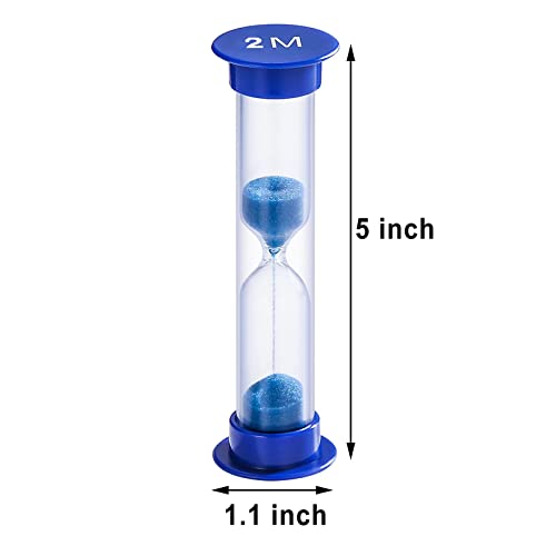 SuLiao 2 Minute Sand Timer for Kids, Colorful Hourglass Sand Clock 2 Minute, Small Sand Watch 2 min, Plastic Hour Glass Sandglass for Kids, Games, Classroom, Toothbrush Timer (Blue Sand)