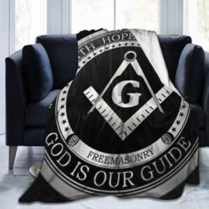 yongcoler soft sherpa flannel fleece throw blanket cloak for bed couch sofa chair dorm, king size wearable blanket (masonic faith hope and charity freemason logo black, 50x60 inch)