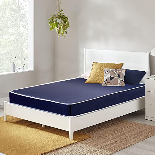 Treaton, 5-Inch Medium Firm Water Resistance Nylon Vinyl Dual Sided Mattress, Noiseless, Soft Cloud Feeling, Body Heat Reflection, Good for Hospital and Camp, Twin, Blue