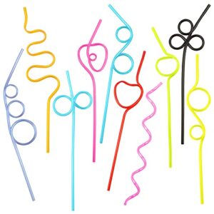 vokoy 60pcs crazy loop straws, colorful reusable drinking straws funny straws for kids, birthday party, parties, carnivals