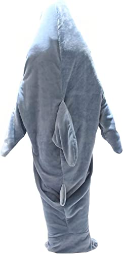 Shark Blanket Hoodie,Shark Blanket Adult,Shark Blanket Super Soft Cozy Flannel Hoodie Sleeping Bag Shark Tail Wearable Fleece Throw Blanket, Shark Onesie Blanket (L(67X27.5IN))