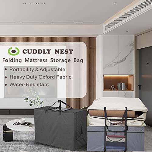 Cuddly Nest Folding Mattress Storage Bag - Heavy Duty Carry Case for Tri-Fold Guest Bed Mattress (Fits 4" Twin & Twin XL Mattress)