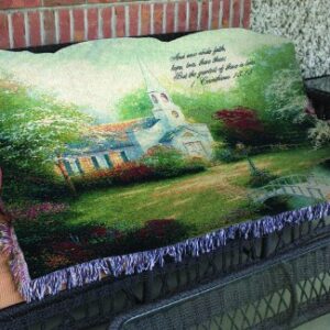 Manual Inspirational Collection Tapestry Throw with Verse, Hometown Chapel by Thomas Kinkade, 60 X 50-Inch