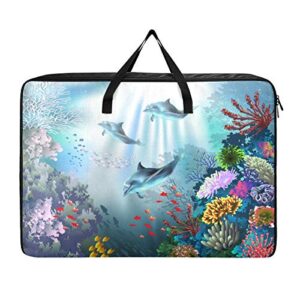 Sea Creatures And Dolphin Extra Large Storage Bag Space Saving Laundry Bag Comforter Quilt Bedspread Pillow Luggage Moving Tote Garment Closet Storage Organizer Travel Cargo Duffel Jumbo Bags(c)