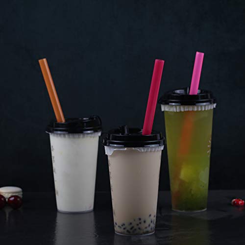 [Angled Tips] 12 Pcs Reusable Boba Straws and Smoothie Straws with 1 Storage Bag and 2 Brushes, BPA Free Food Grade