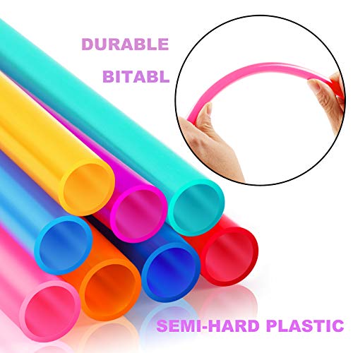 [Angled Tips] 12 Pcs Reusable Boba Straws and Smoothie Straws with 1 Storage Bag and 2 Brushes, BPA Free Food Grade