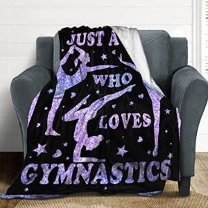 Just A Girl Who Loves Gymnastics Throw Blanket 50"X40" Soft Flannel Blankets for Bed Couch Plush Cozy Blanket for Adults Micro Fleece Throws