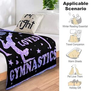 Just A Girl Who Loves Gymnastics Throw Blanket 50"X40" Soft Flannel Blankets for Bed Couch Plush Cozy Blanket for Adults Micro Fleece Throws