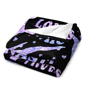 Just A Girl Who Loves Gymnastics Throw Blanket 50"X40" Soft Flannel Blankets for Bed Couch Plush Cozy Blanket for Adults Micro Fleece Throws