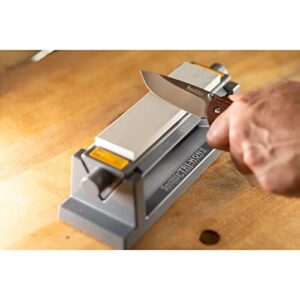 Smith’s TRI6 Arkansas Tri-Hone Stone Sharpening System Grey 6” Fine, Medium, & Coarse Stones 3-Way Honing Nonslip Rubber Feet Restore Tools, Hunting, Kitchen, Fishing & Pocket Knives