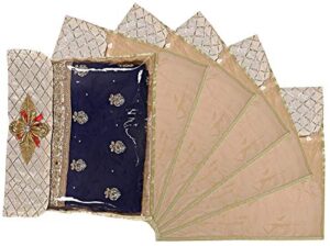 kuber industries silk 6 pieces single packing saree cover (gold), ctktc10232