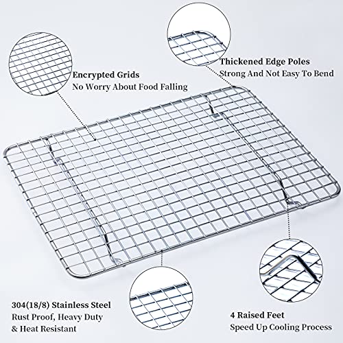 Cooling Rack For Baking, Aisoso Rack with 18/8 Stainless Steel Bold Grid Wire, Multi Use Oven Rack Fit Quarter Sheet Pan, Oven and Dishwasher Safe, 8.5 x 12 Inches