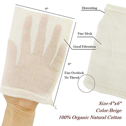 Cheesecloth Bags for Straining,Reusable Cold Brew Coffee Cheese Cloths Strainer,Large Nut Milk Tea Juice Bag,100% Natural Cotton Fine Mesh Filter Bags(X-Small,4 PACK)