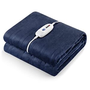 curecure heated electric blanket twin size 62" x 84" flannel heated blanket with 4 heating levels & 10 hours auto off, comfort warm blanket for home office use, machine washable