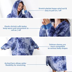 Lofus Wearable Blanket Sweatshirt Oversized - Super Warm and Cozy Hoodie Blanket Sweater with Reversible Thick Flannel Sherpa,Dolman Sleeves Giant Hood and Pocket,One Size