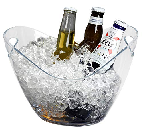 Yesland Ice Bucket, Clear Acrylic 3.5 Liter Storage Tub, Beer Bucket Beverage Chiller Bin for 2 Wine, Champagne Bottles, Beer Bottles