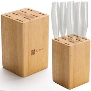 Knife Block For Steak Knives 5 Inch Utility Knives 8 Piece Slot Organizer Durable 100% Natural Wood Holder Storage In Drawer Cabinet Kitchen Centerpiece