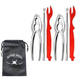 7pcs crab claw crackers and tools set, seafood tools set crab leg crackers and picks tools including 2 lobster shell crackers and 4 seafood forks kit