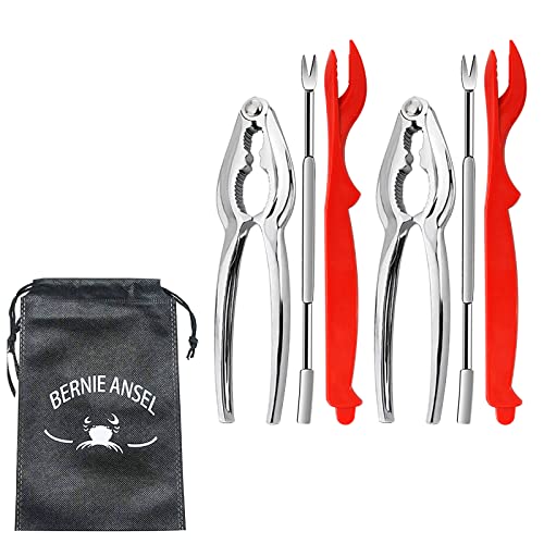 7Pcs Crab Claw Crackers and Tools Set, Seafood Tools Set Crab Leg Crackers and Picks Tools Including 2 Lobster Shell Crackers and 4 Seafood Forks Kit