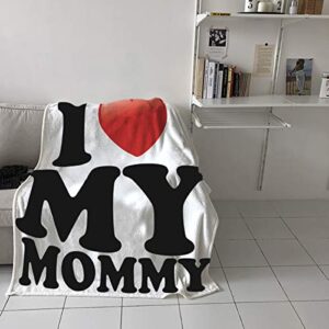 Mother's Day Ultra Soft Flannel Fleece Bed Blanket I Love My Mom Throw Blanket All Season Warm Fuzzy Light Weight Cozy Plush Blankets for Living Room/Bedroom 40" x 50"