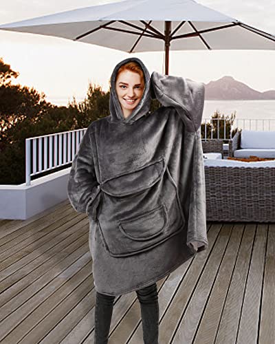 SHEJIZE Oversized Wearable Blanket Hoodie for Adults Sherpa Sweatshirt Hooded Sweatshirt Lounging Blanket Pullover