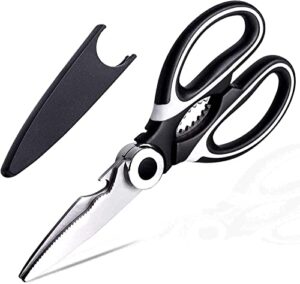 kitchen shears, sharp stainless steel kitchen scissors, all-purpose heavy duty scissors essential in kitchen gadgets, dishwasher safe