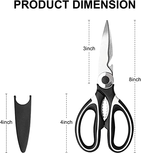 Kitchen Shears, Sharp Stainless Steel Kitchen Scissors, All-purpose Heavy Duty Scissors Essential in Kitchen Gadgets, Dishwasher Safe