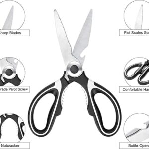 Kitchen Shears, Sharp Stainless Steel Kitchen Scissors, All-purpose Heavy Duty Scissors Essential in Kitchen Gadgets, Dishwasher Safe