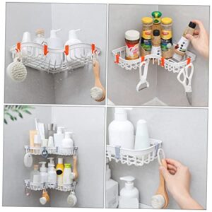 Veemoon 2pcs Shelf Corner Shelves Wall Mounted Storage Shelves Adhesive Bathroom Shower Rack With Hook Pp Organizer