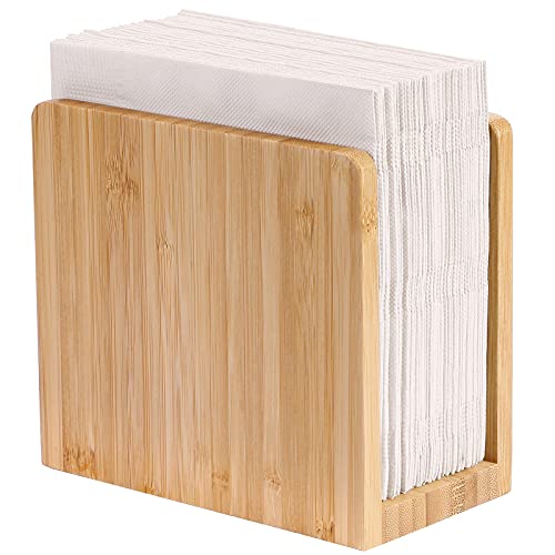 MaxGear Napkin Holder Bamboo Napkin Holders for Tables, Tabletop Freestanding Tissue Dispenser,Wooden Napkin Holder Dispenser Stand,Napkin Holder Organizer for Kitchen Restaurant Home Decor 1Pack