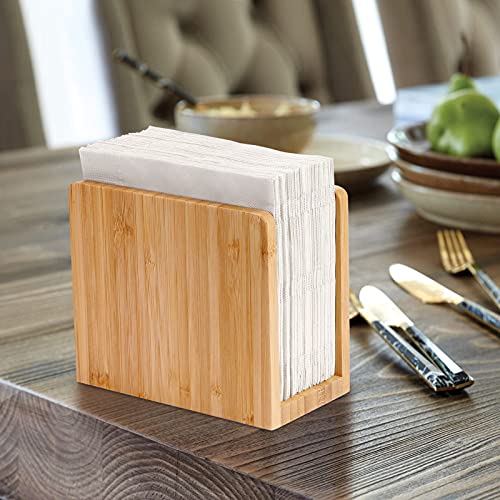 MaxGear Napkin Holder Bamboo Napkin Holders for Tables, Tabletop Freestanding Tissue Dispenser,Wooden Napkin Holder Dispenser Stand,Napkin Holder Organizer for Kitchen Restaurant Home Decor 1Pack