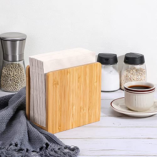 MaxGear Napkin Holder Bamboo Napkin Holders for Tables, Tabletop Freestanding Tissue Dispenser,Wooden Napkin Holder Dispenser Stand,Napkin Holder Organizer for Kitchen Restaurant Home Decor 1Pack