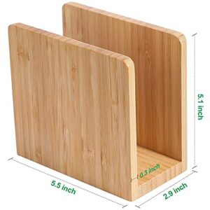 MaxGear Napkin Holder Bamboo Napkin Holders for Tables, Tabletop Freestanding Tissue Dispenser,Wooden Napkin Holder Dispenser Stand,Napkin Holder Organizer for Kitchen Restaurant Home Decor 1Pack