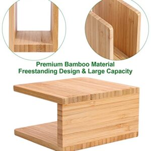 MaxGear Napkin Holder Bamboo Napkin Holders for Tables, Tabletop Freestanding Tissue Dispenser,Wooden Napkin Holder Dispenser Stand,Napkin Holder Organizer for Kitchen Restaurant Home Decor 1Pack