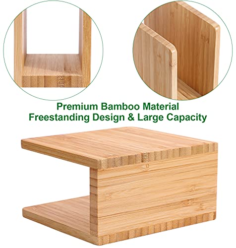 MaxGear Napkin Holder Bamboo Napkin Holders for Tables, Tabletop Freestanding Tissue Dispenser,Wooden Napkin Holder Dispenser Stand,Napkin Holder Organizer for Kitchen Restaurant Home Decor 1Pack