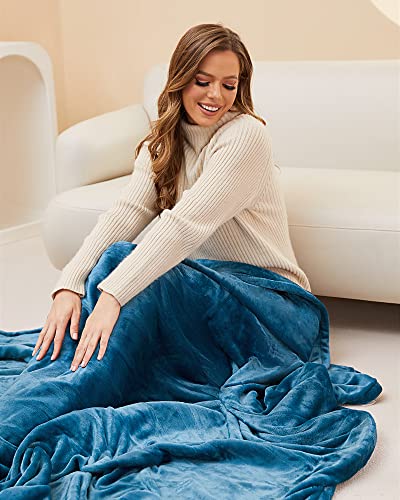 SUNNY HEAT Electric Blanket 62 x 84 Inches Heated Reversible Flannel Blanket Twin Size with 10 Hours Auto Off & 4 Temperature Levels & ETL Certification, Home Office Use & Machine Washable, Teal