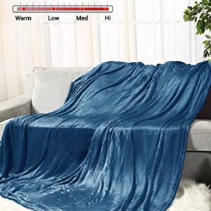 SUNNY HEAT Electric Blanket 62 x 84 Inches Heated Reversible Flannel Blanket Twin Size with 10 Hours Auto Off & 4 Temperature Levels & ETL Certification, Home Office Use & Machine Washable, Teal