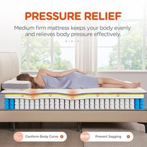 Twin Mattress, DIGLANT 10 Inch Memory Foam Hybrid Mattress, Tight Top Pocket Spring Mattress Sleep Supportive & Motion Isolation, Medium Firm Feel Mattress in a Box, CertiPUR-US Certified