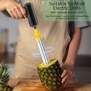 SZ LINGKE Pineapple Corer and Slicer Tool, [Upgraded, Electric & Manual] Stainless Steel Pineapple Cutter for Easy Core Removal and Slicing, Durable Pineapple Slicer with Electric Drill Accessory