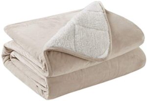 degrees of comfort weighted blanket full size 20 lbs for adults, soft cozy fleece sherpa heavy blankets 20lbs, sand, 60x80 inch